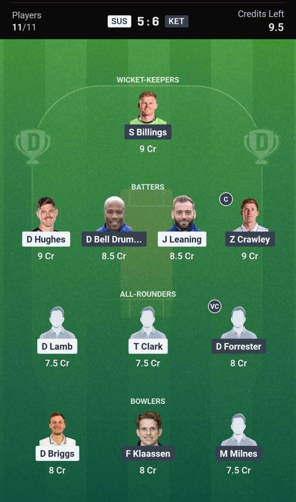 Dream11 Team For SUS vs KET Match 47 Dream11 Team For SUS vs KET Match 47