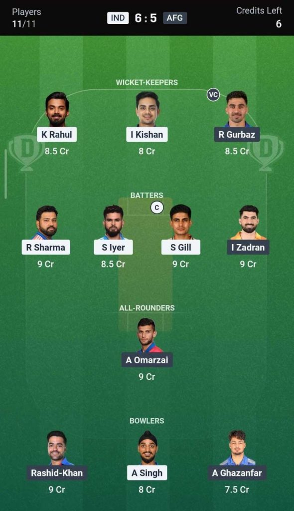 Dream11 Team for IND vs AFG, 2nd ODI Dream11 Team for IND vs AFG, 2nd ODI