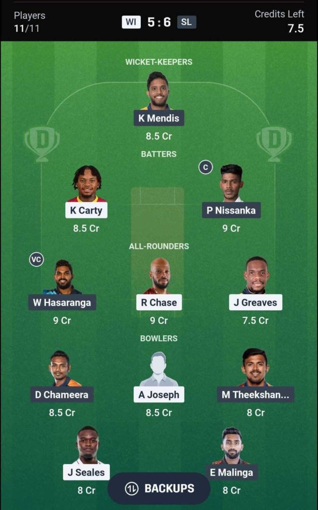 Dream11 Team for WI vs SL, 1st ODI Dream11 Team for WI vs SL, 1st ODI
