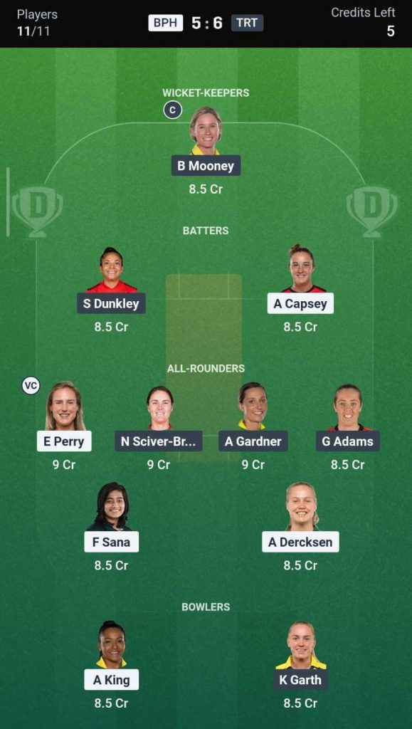 Dream11 Team For BPH vs TRT