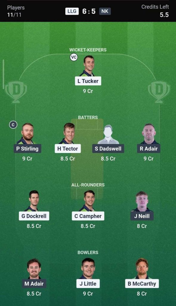 Dream11 Team For LLG vs NK Dream11 Team For LLG vs NK