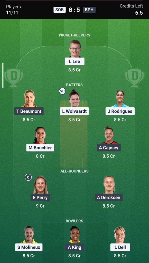 Dream11 Team for SOB vs BPH, 13th Match Dream11 Team for SOB vs BPH, 13th Match