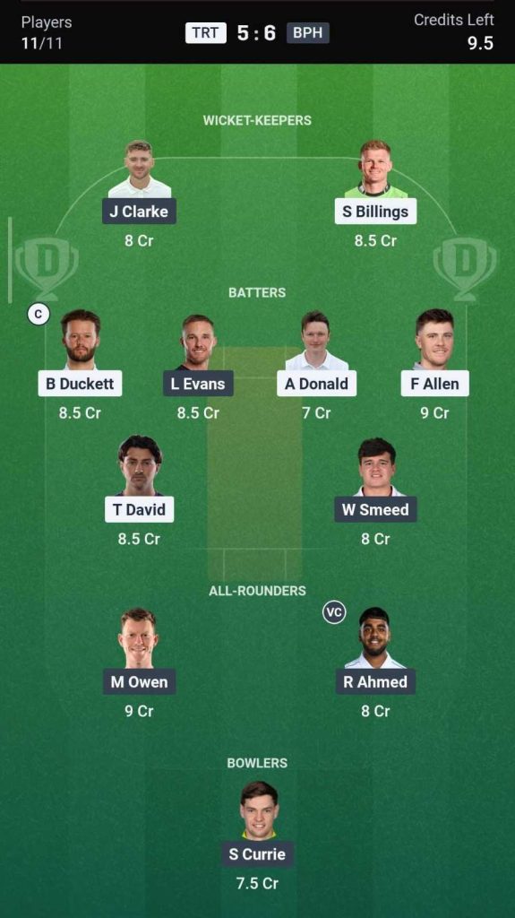 Dream11 Team For TRT vs BPH, 22nd Match Dream11 Team For TRT vs BPH, 22nd Match