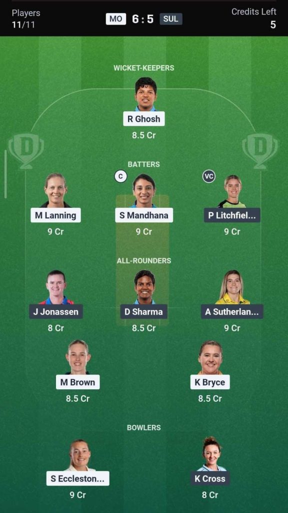 Dream11 Team for MO vs SUL, 30th Match Dream11 Team for MO vs SUL, 30th Match